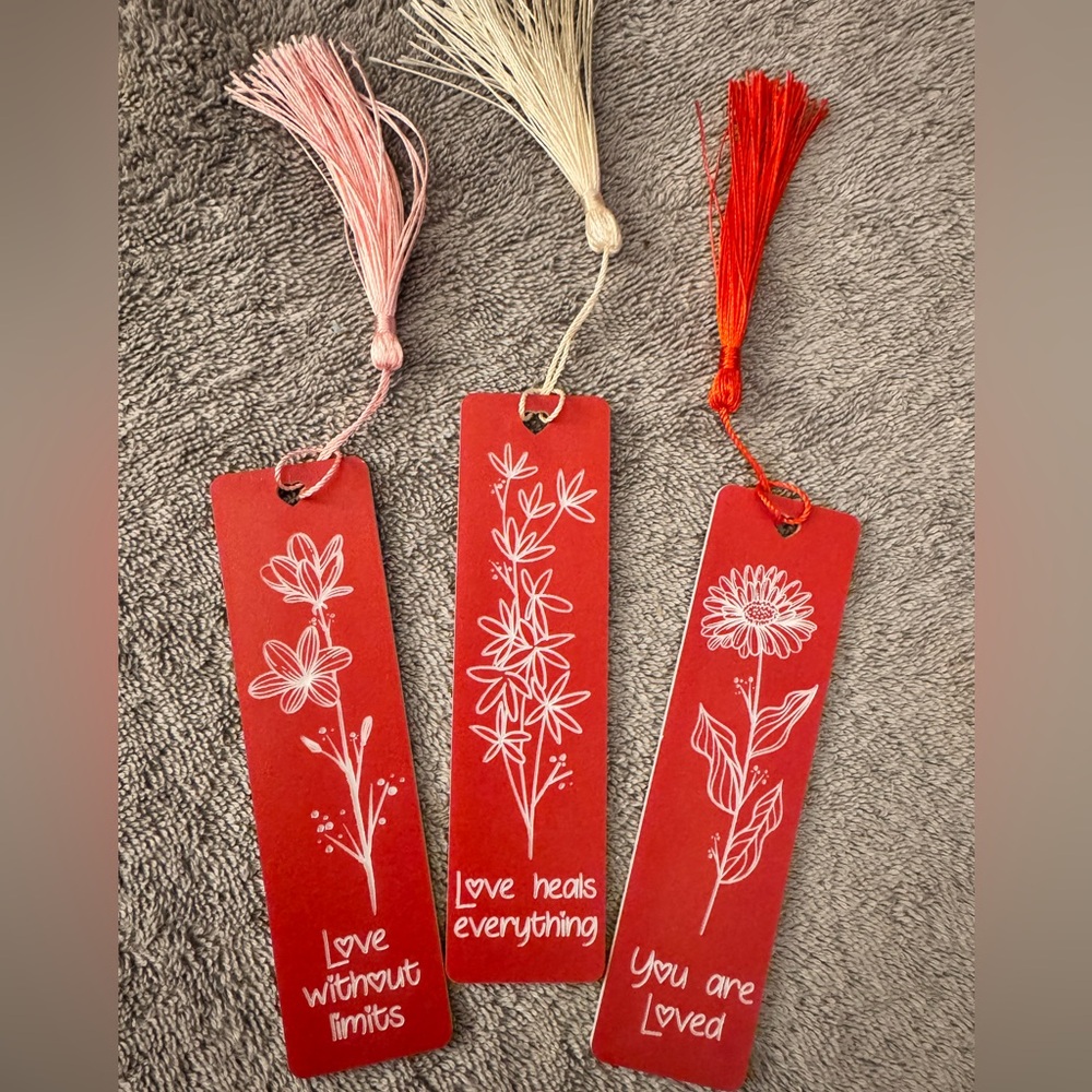 3 Hand crafted by me Engraved Bookmarks choice of lavender, blue, or red. - Picture 4 of 6